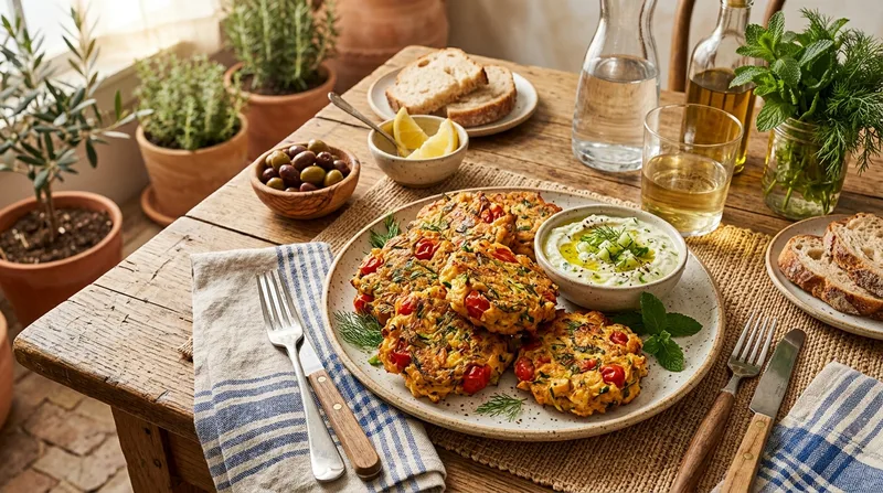 Greek-Style Tomato-Zucchini Fritters with Fresh Herbs